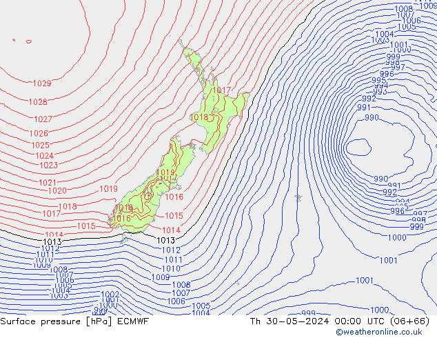 Surface pressure ECMWF Th 30.05.2024 00 UTC