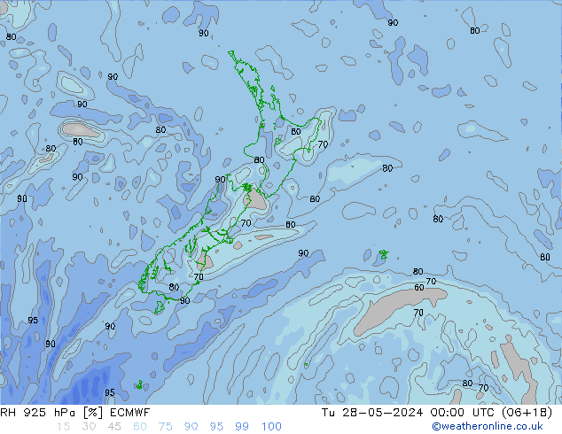 RH 925 hPa ECMWF Tu 28.05.2024 00 UTC