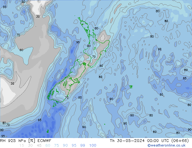 RH 925 hPa ECMWF Th 30.05.2024 00 UTC