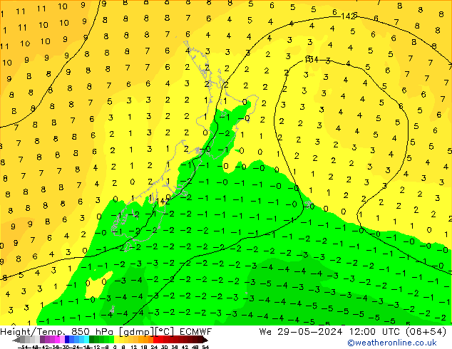 Z500/Rain (+SLP)/Z850 ECMWF mié 29.05.2024 12 UTC