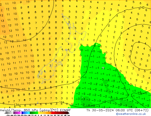 Z500/Rain (+SLP)/Z850 ECMWF Th 30.05.2024 06 UTC