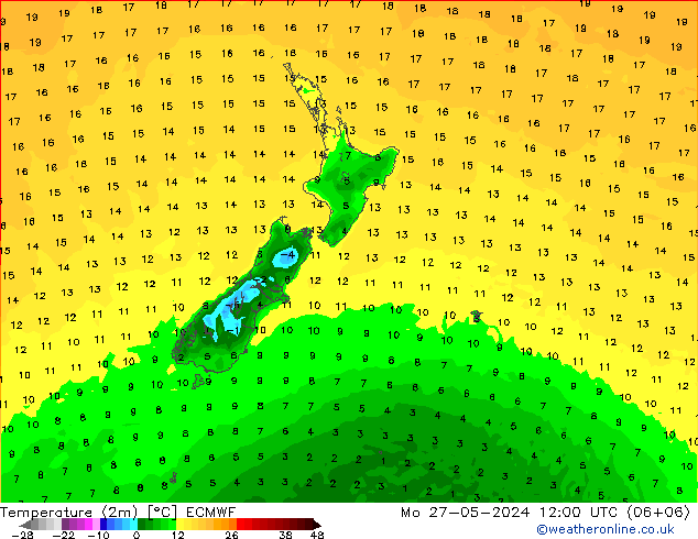 Temperaturkarte (2m) ECMWF Mo 27.05.2024 12 UTC