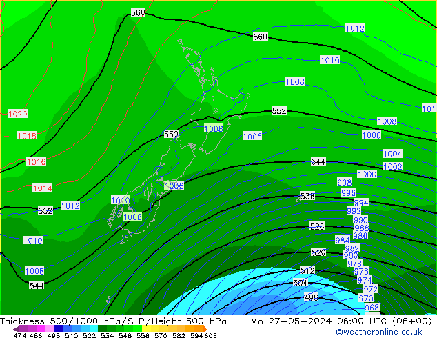 Dikte 500-1000hPa ECMWF ma 27.05.2024 06 UTC