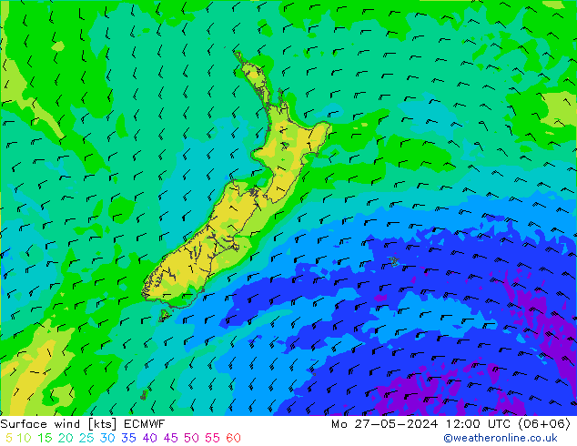 Surface wind ECMWF Mo 27.05.2024 12 UTC