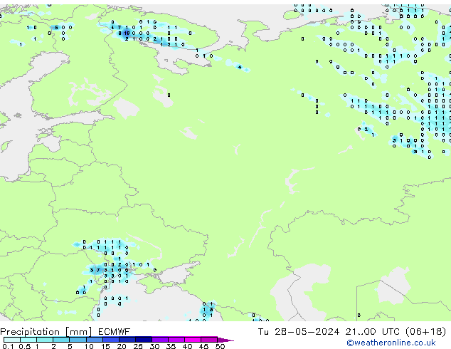 Precipitazione ECMWF mar 28.05.2024 00 UTC