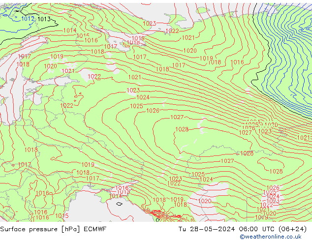 Luchtdruk (Grond) ECMWF di 28.05.2024 06 UTC