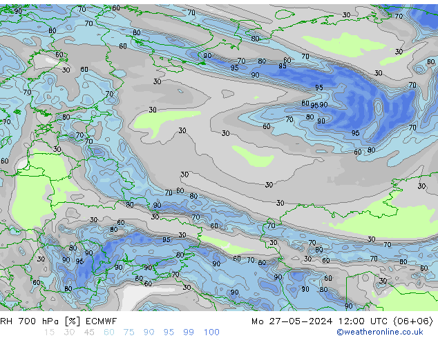 RH 700 hPa ECMWF  27.05.2024 12 UTC