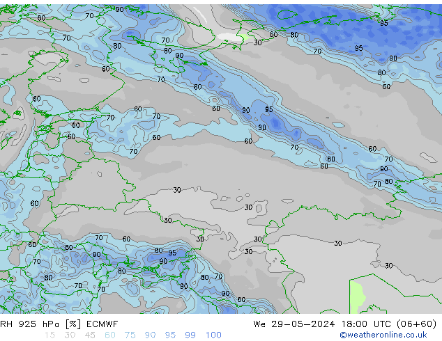 RH 925 hPa ECMWF  29.05.2024 18 UTC