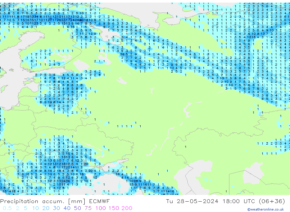 Precipitation accum. ECMWF Ter 28.05.2024 18 UTC
