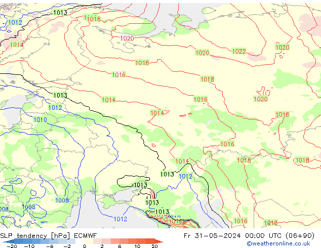 Tendenza di Pressione ECMWF ven 31.05.2024 00 UTC