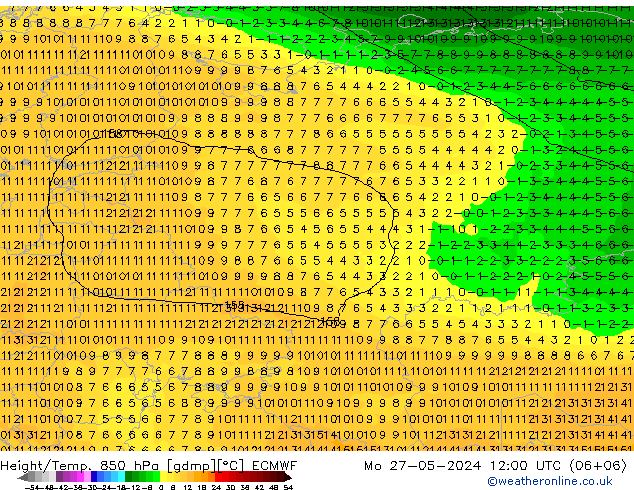 Z500/Rain (+SLP)/Z850 ECMWF lun 27.05.2024 12 UTC