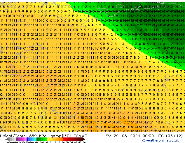 Z500/Rain (+SLP)/Z850 ECMWF  29.05.2024 00 UTC