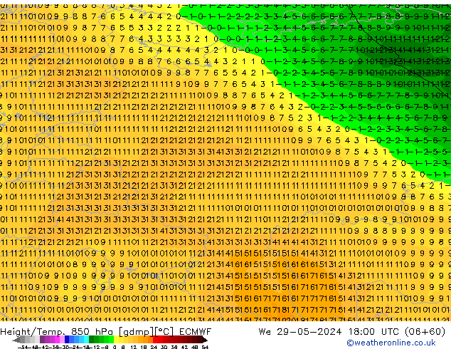 Z500/Rain (+SLP)/Z850 ECMWF We 29.05.2024 18 UTC