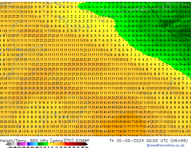 Z500/Rain (+SLP)/Z850 ECMWF чт 30.05.2024 00 UTC