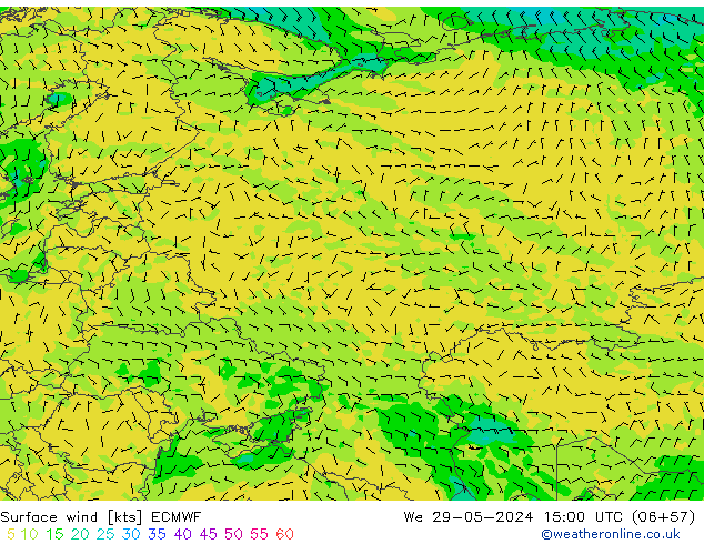 Rüzgar 10 m ECMWF Çar 29.05.2024 15 UTC