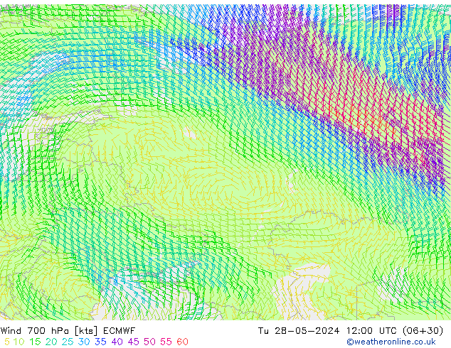 Wind 700 hPa ECMWF Tu 28.05.2024 12 UTC
