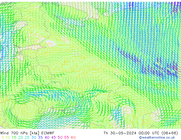 Wind 700 hPa ECMWF Th 30.05.2024 00 UTC