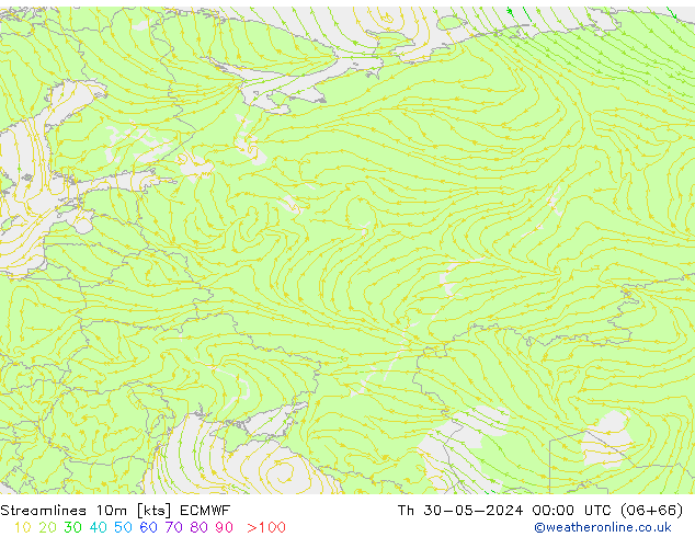 Streamlines 10m ECMWF Th 30.05.2024 00 UTC