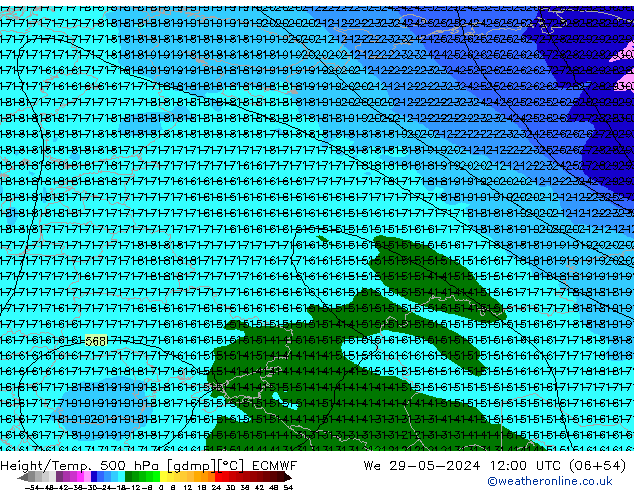 Height/Temp. 500 hPa ECMWF St 29.05.2024 12 UTC