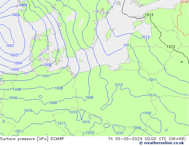 приземное давление ECMWF чт 30.05.2024 00 UTC