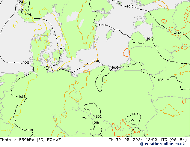 Theta-e 850hPa ECMWF Th 30.05.2024 18 UTC