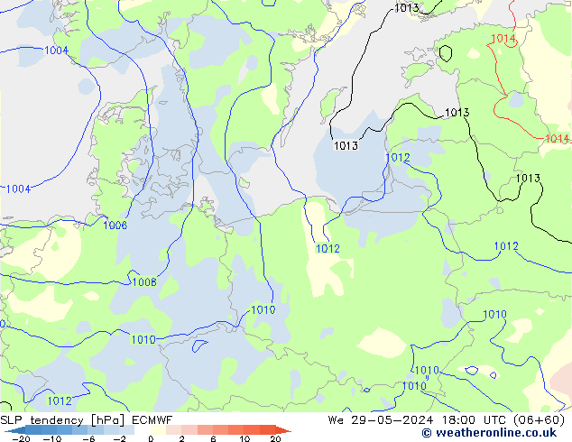 SLP tendency ECMWF We 29.05.2024 18 UTC