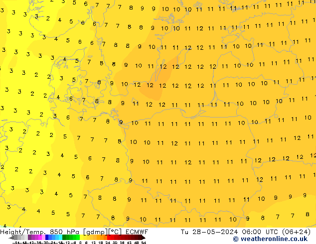 Z500/Rain (+SLP)/Z850 ECMWF Tu 28.05.2024 06 UTC