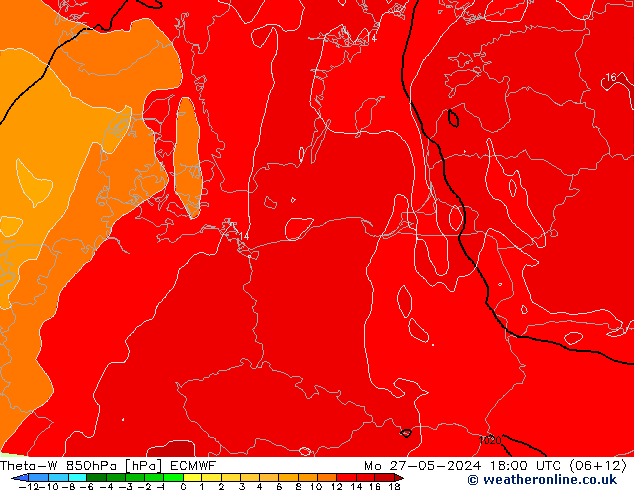 Theta-W 850hPa ECMWF lun 27.05.2024 18 UTC