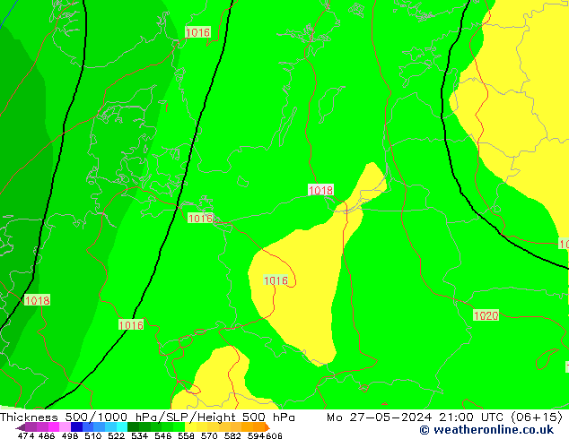 Thck 500-1000hPa ECMWF Mo 27.05.2024 21 UTC