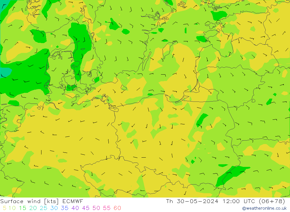 Surface wind ECMWF Th 30.05.2024 12 UTC