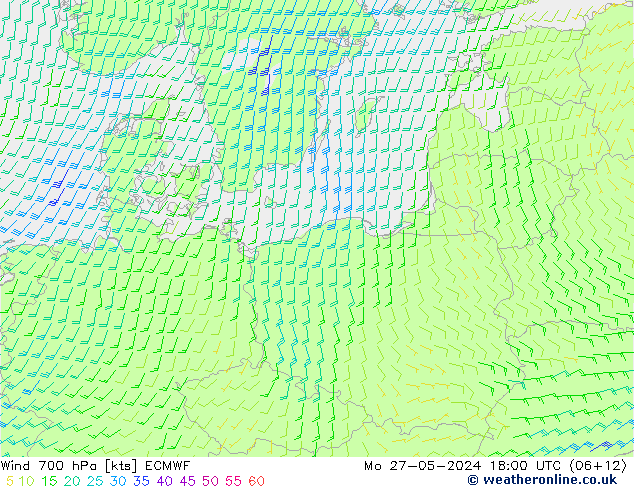 Wind 700 hPa ECMWF ma 27.05.2024 18 UTC