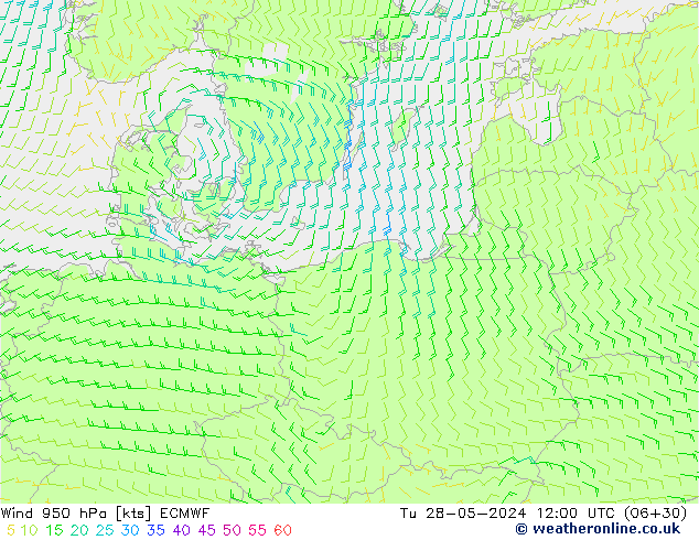 Rüzgar 950 hPa ECMWF Sa 28.05.2024 12 UTC