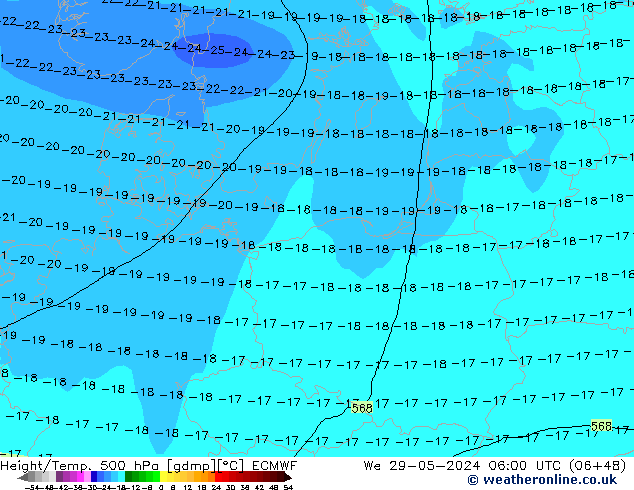 Géop./Temp. 500 hPa ECMWF mer 29.05.2024 06 UTC