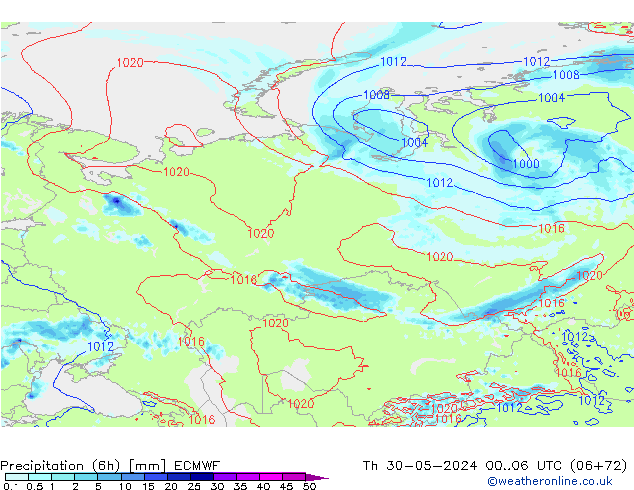 Z500/Rain (+SLP)/Z850 ECMWF чт 30.05.2024 06 UTC