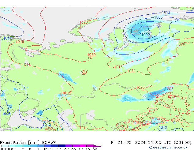 Precipitation ECMWF Fr 31.05.2024 00 UTC