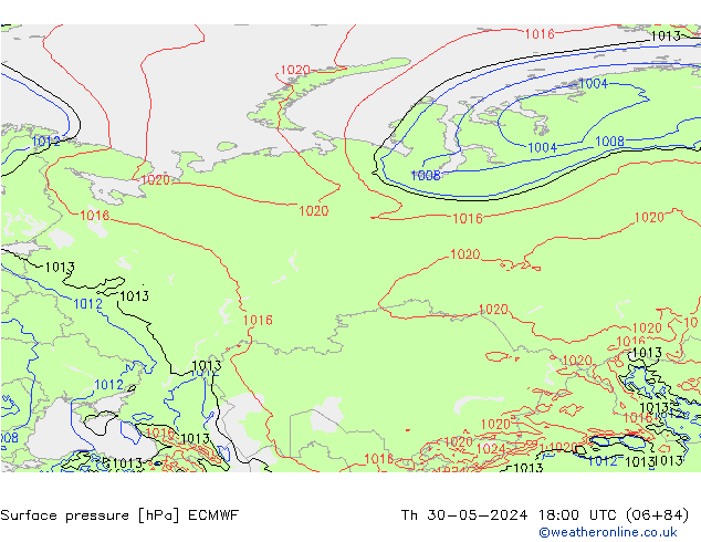 Surface pressure ECMWF Th 30.05.2024 18 UTC