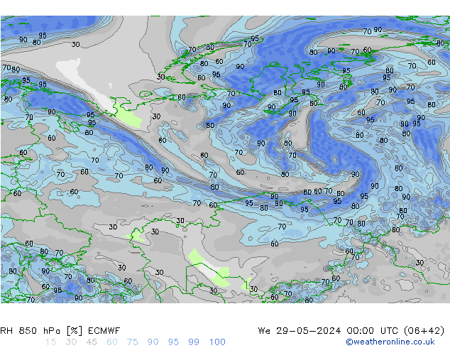 RH 850 hPa ECMWF  29.05.2024 00 UTC