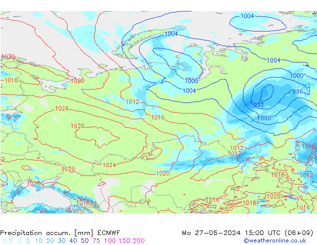 Precipitation accum. ECMWF lun 27.05.2024 15 UTC