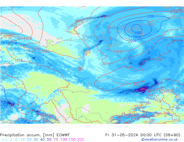 Precipitation accum. ECMWF пт 31.05.2024 00 UTC