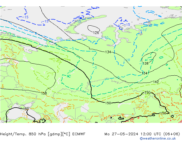 Z500/Rain (+SLP)/Z850 ECMWF Mo 27.05.2024 12 UTC