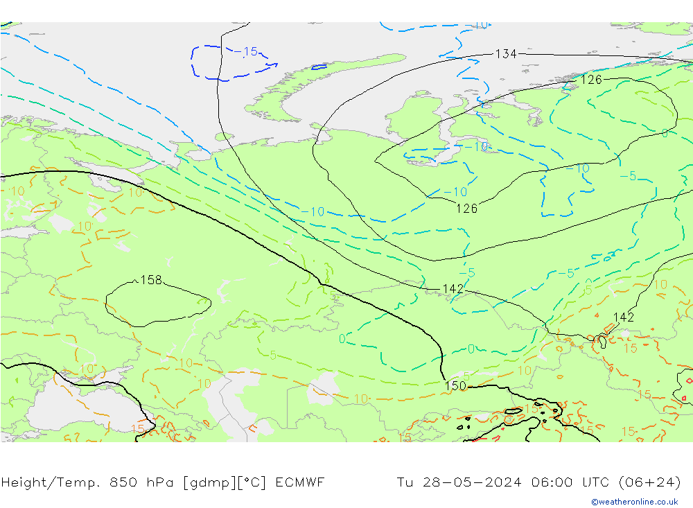 Z500/Rain (+SLP)/Z850 ECMWF Út 28.05.2024 06 UTC