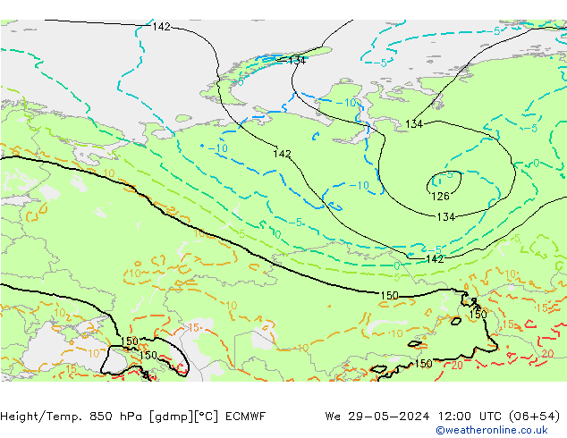 Height/Temp. 850 hPa ECMWF We 29.05.2024 12 UTC