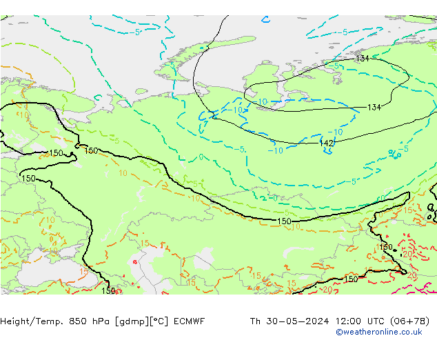 Z500/Rain (+SLP)/Z850 ECMWF чт 30.05.2024 12 UTC