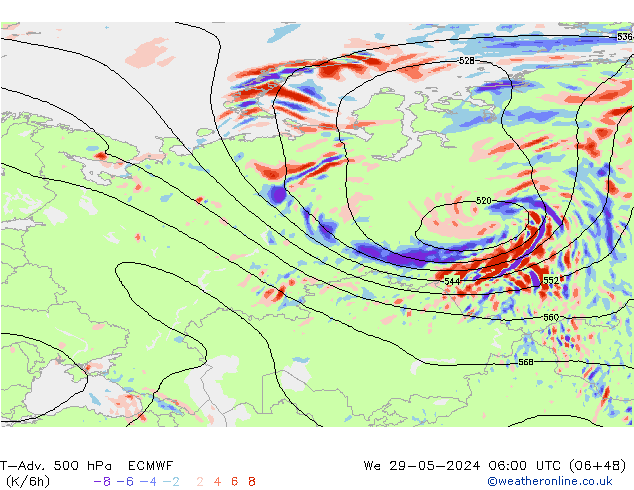 T-Adv. 500 hPa ECMWF We 29.05.2024 06 UTC