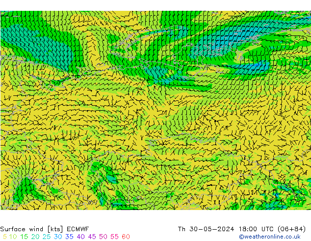 Surface wind ECMWF Th 30.05.2024 18 UTC