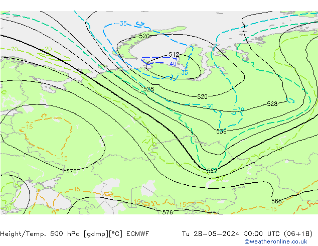 Géop./Temp. 500 hPa ECMWF mar 28.05.2024 00 UTC