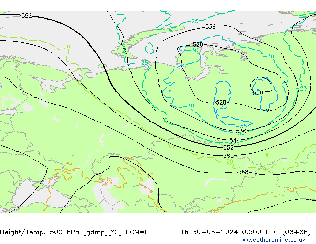 Z500/Rain (+SLP)/Z850 ECMWF Qui 30.05.2024 00 UTC