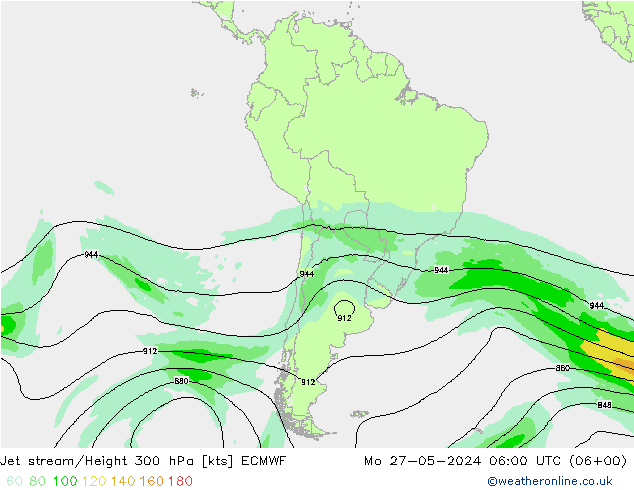 Jet stream/Height 300 hPa ECMWF Mo 27.05.2024 06 UTC