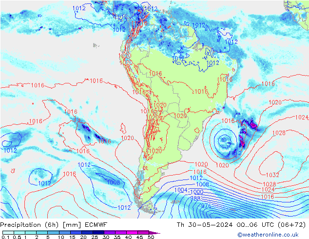 opad (6h) ECMWF czw. 30.05.2024 06 UTC