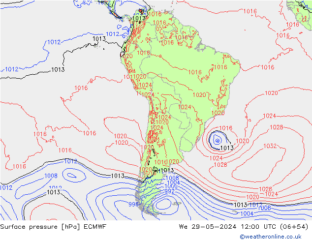 Surface pressure ECMWF We 29.05.2024 12 UTC